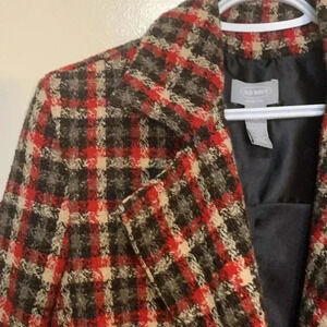 Vintage Old Navy Plaid Fall  Long Coat with Belt, Fully Lined, 2 Deep Pockets